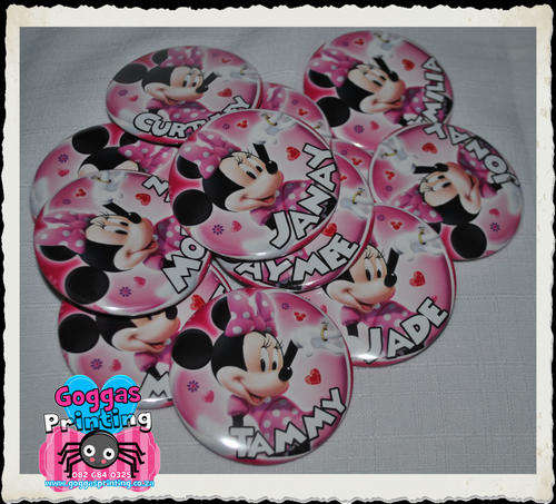 minnie mouse personalized pin back buttons