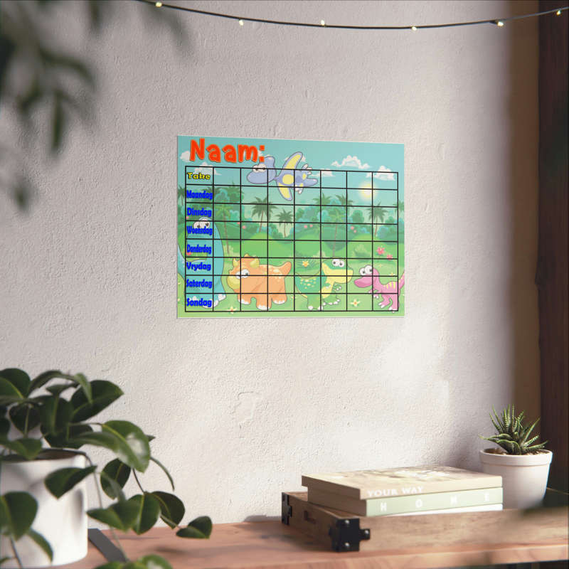 Kids Chore board Dino Afrikaans Digital download