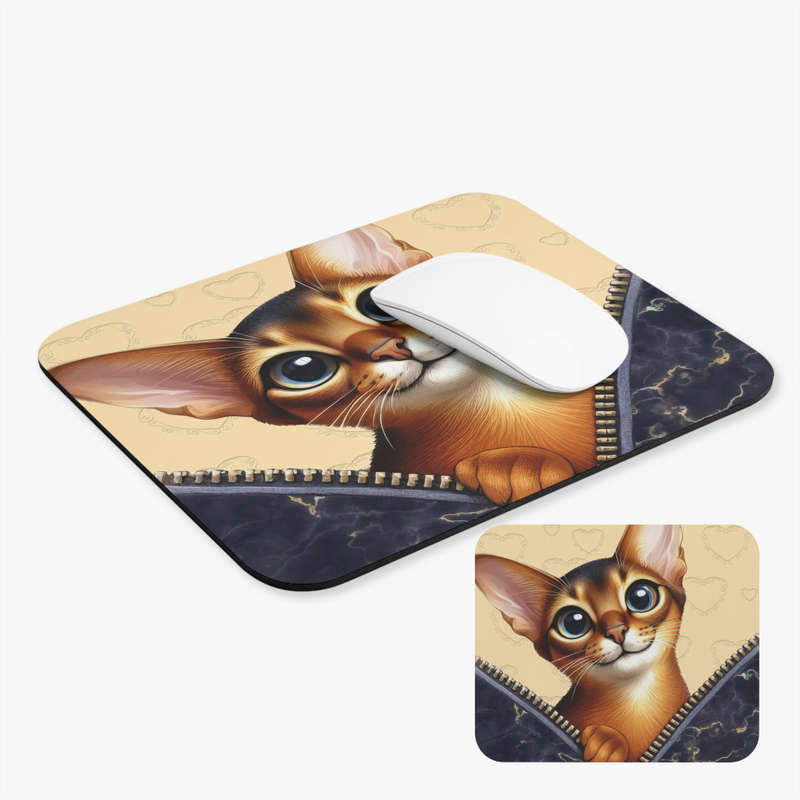Mouse pad - Abyssinian cat peeking