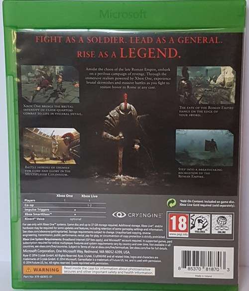 Xbox One - Ryse Son of Rome - Legendary Edition
