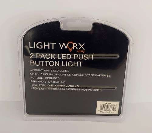 Light Worx 2 Pack LED Push Button Light | Great for Load Shedding