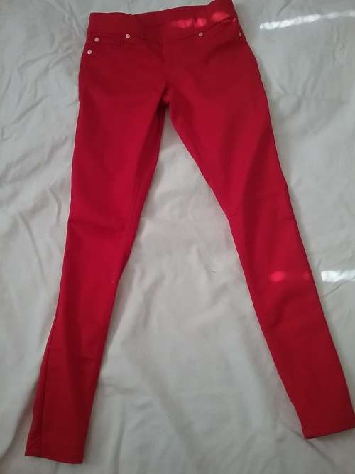 Bold red skinny pants