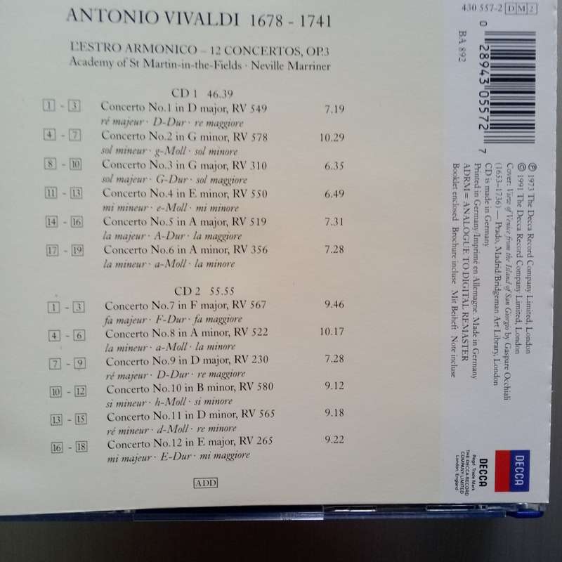 Vivaldi (CD) L`Estro Armanico