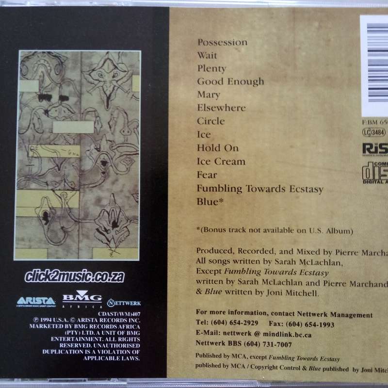 Sarah McLachlan (CD) Fumbling Towards Ecstasy