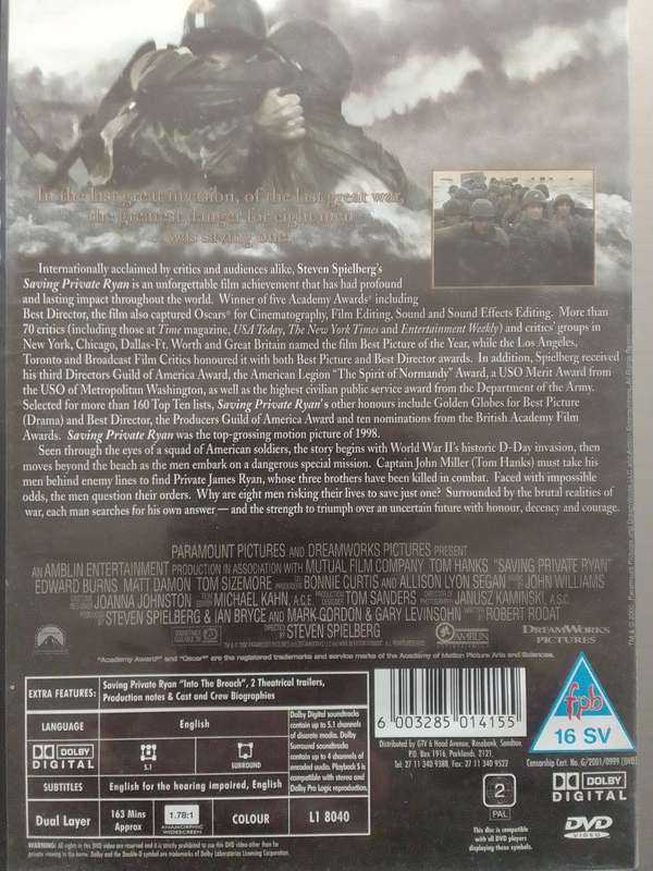 Saving Private Ryan (DVD) Steven Spielberg