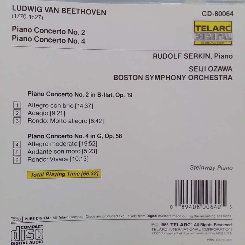 Beethoven (CD) Piano Concertos Nos. 2 & 4