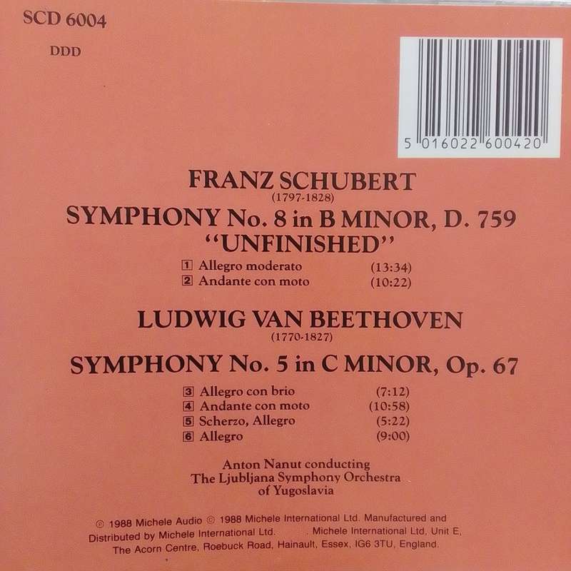 Schubert/Beethoven (CD) Symphony 8/Symphony 5