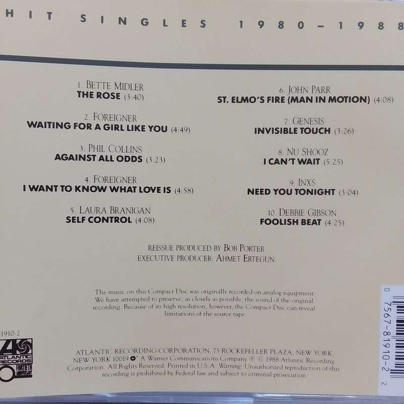 Rock Hits (CD) Atlantic Hit Singles 1980-1988