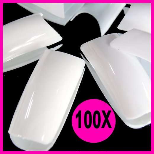 100x White Gel Acrylic French Nails Tips