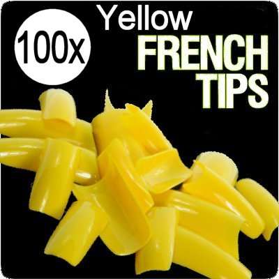 100x Yellow Nails Gel Acrylic French Art Tips