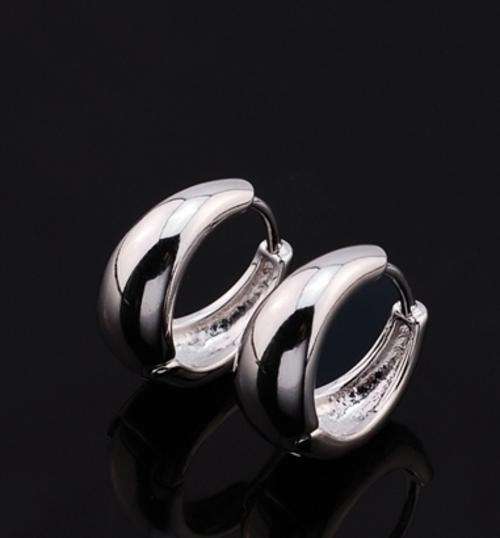 Popular!!! ** 9ct Solid White Gold GF Hoop Earrings **