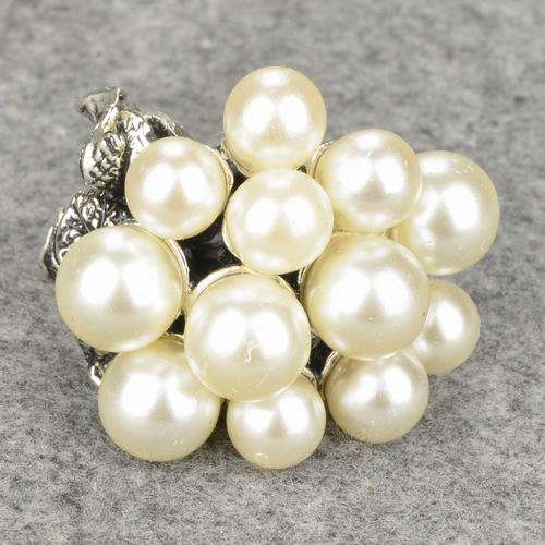CRAZY RING SALE!! * Silver Tone Pearls Adjustable Cocktail Ring *