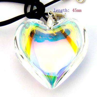 * Sparkling Rainbow Heart Crystal Pendant Necklace *