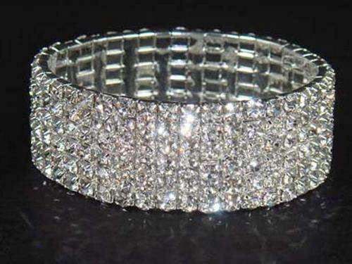 Sparkling Evening Prom 6 Row Crystal Diamante Bracelet