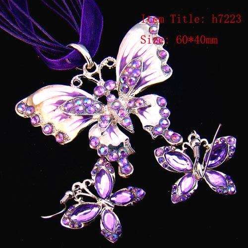 Stunning!! * Evening Prom Crystal Butterfly Necklace & Earrings Set *