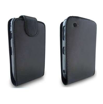 Stylish Black Leather Flip Case Cover For BLACKBERRY CURVE 8520