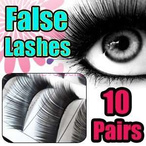10 x Pairs Full eyelashes extensions with glue 012