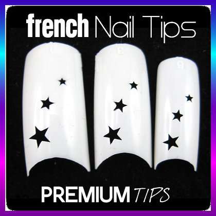 CRAZY NAILS SALE!! 100x Stars Gel Acrylic White French Nails Tips