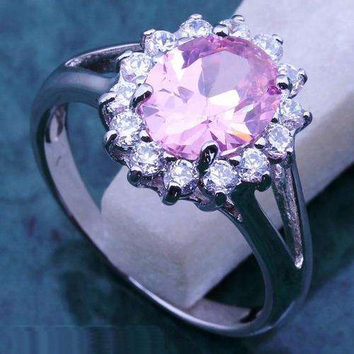 *ENCHANTING 925 SILVER PINK TOPAZ RING Size 7 / P *