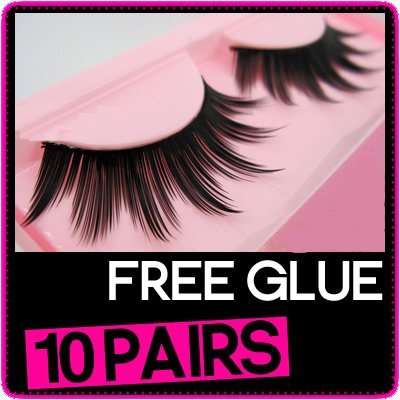 10 x Pairs Full eyelashes extensions with glue 012