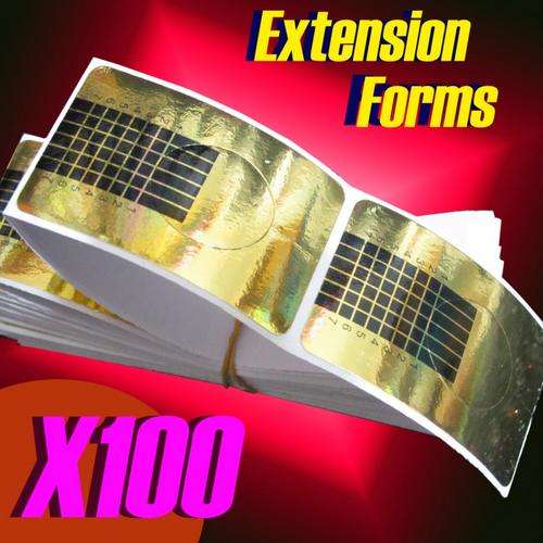 100 x Golden Nail Art Tip Extension Forms for Acrylic UV Gel