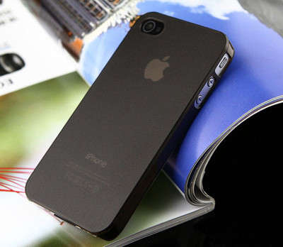 Elegant 0.5mm Ultra Thin Phone Case Cover Black Transparent for iPhone 4 4S