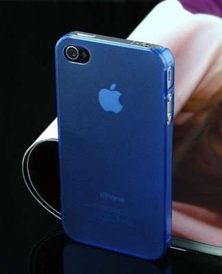 Elegant 0.5mm Ultra Thin Phone Case Cover Blue Transparent for iPhone 4 4S