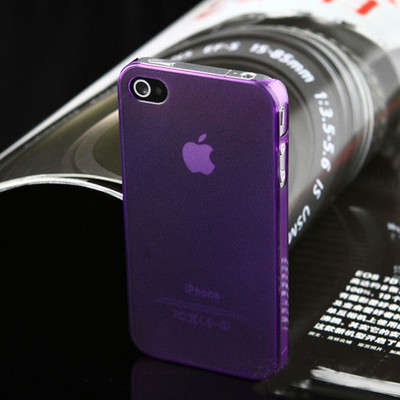 Elegant 0.5mm Ultra Thin Phone Case Cover Purple Transparent for iPhone 4 4S