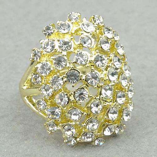 * Gallant 18K Gold Plated Diamante Dichromatic Ring Size 8 / Q*