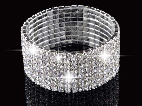 Stunning!! * Evening Prom 8 Row Crystal Diamante Bracelet *