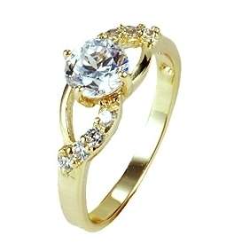 Flawless! * 9k Gold CZ Engagement Ring Size 9 / R *