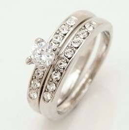 Gorgeous!! * 10k Solid White Gold White Sapphire Wedding Ring Size 10 / T *