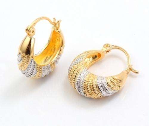Exquisite!! * 9K Solid 2 Tone Gold Mini Hoop Earrings *
