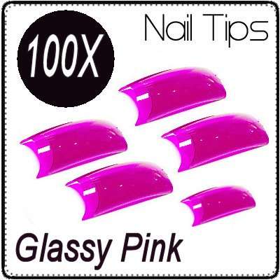 100x Clear Pink Nail Gel Acrylic French Art Tips