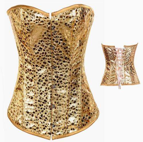 CORSET SALE NOW ON!! Golden Sequin Body Shaper Corset Size 14 / 38