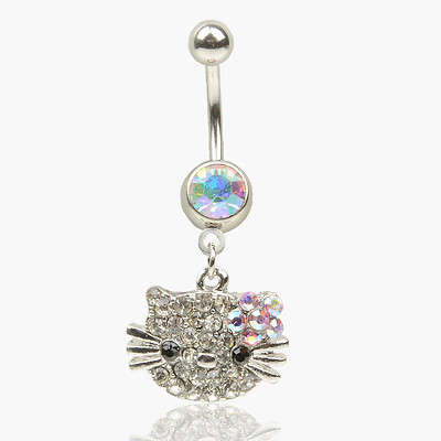 Hot!! * Crystal Kitty Belly Ring Body Jewelry*