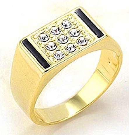 * 9k Gold Men's Zircon Ring Band Size 10 / T *