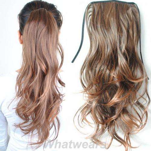 Hot!! Clip on Long Wavy Ponytail Hair Extension Black #1