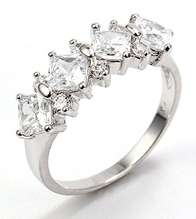 Exquisite! * 9k White Gold CZ Engagement Ring Size 6 / N *
