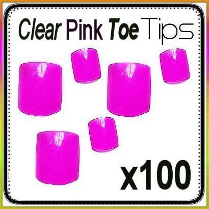 100x Clear Pink Toe Nails Gel Acrylic Toe Tips