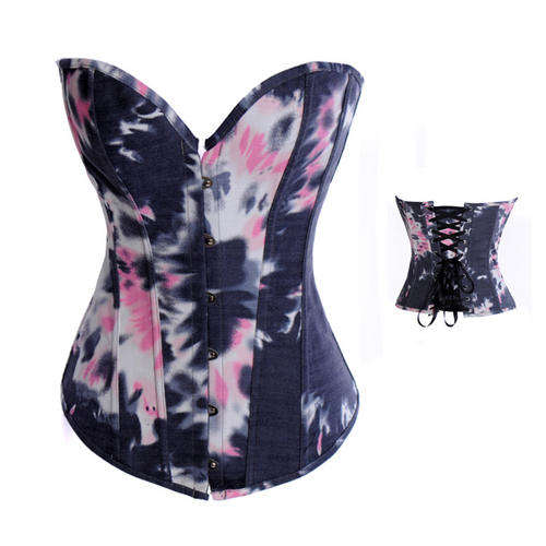 Black Pink Denim Body Shaper Corset Size 10 / 34