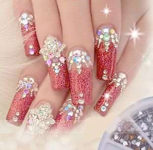 2mm Clear Flatback Glitter Nail Art Rhinestones 500pcs