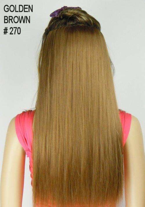 Hot!! 5 Clips on Long Straight Hair Extension in Golden Brown #270