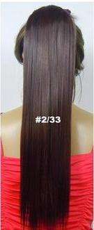Hot!! Clip on Straight Ponytail Hair Extension Burgandy Brown #2/33