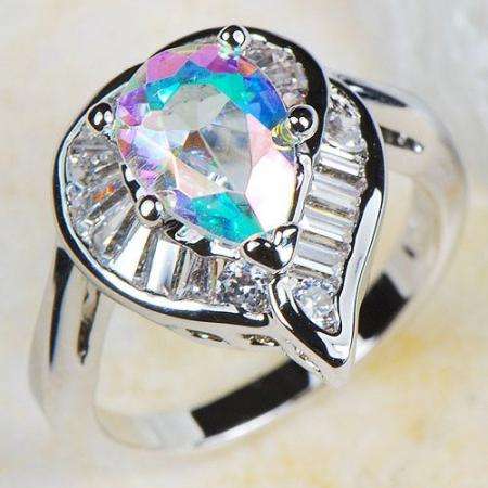 * Silver SP Rainbow Topaz Ring Size 6.5 / N *