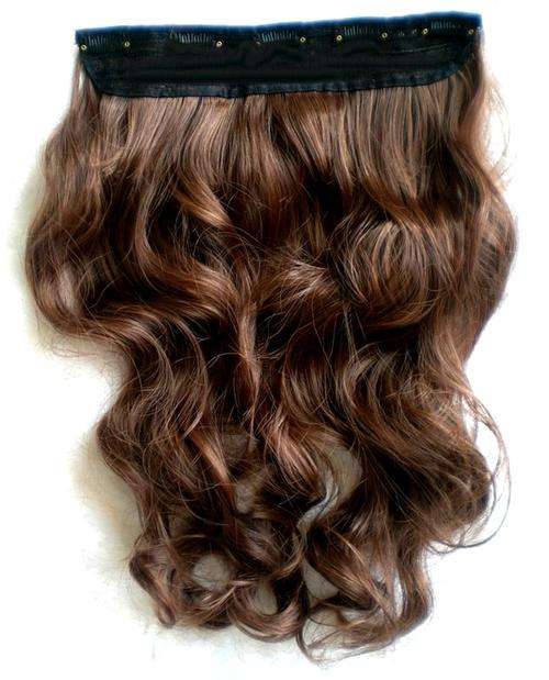 5 Clips on Wavy Hair Extension in Medium Brown #4 /30