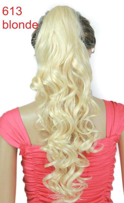 Hot!! Clip on Wavy Ponytail Hair Extension Blonde #613