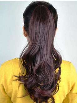 Hot!! Clip on Wavy Ponytail Hair Extension Dark Brown #4
