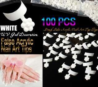 100x White pre cut Nails Gel Acrylic French Tips