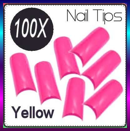 100x Bright Pink Nails Gel Acrylic French Half Tips